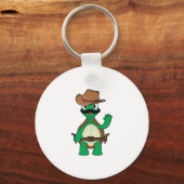 Grappige cowboy schildpad sherrif sleutelhanger (Voorkant)