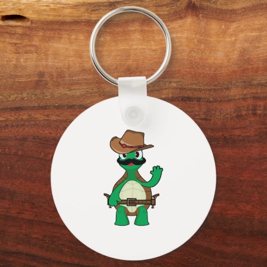Grappige cowboy schildpad sherrif sleutelhanger (Voorkant)