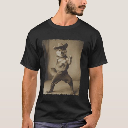 Grappige Cowboy Shiba Inu T-shirt (Voorkant)