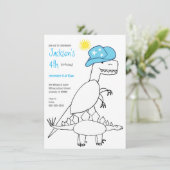 Grappige Cowboy Trex Dinosaurus Kinderen Verjaarda Kaart (Staand voorkant)