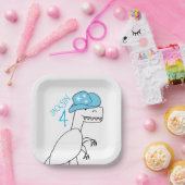 Grappige Cowboy Trex Dinosaurus Kinderen Verjaarda Papieren Bordje (Feest)