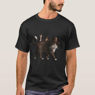 Grappige Cowboy Vintage Kat Retro Meowdy Land West T-shirt