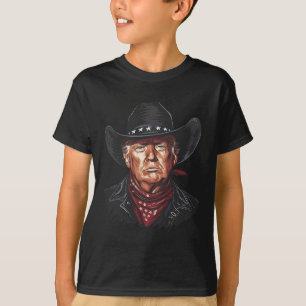 Grappige cowboy Western Donald Trump Amerikaanse v T-shirt