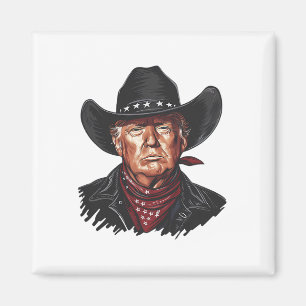 Grappige Cowboy Western Donald Trump Us Vlag 2024  Magneet