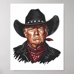 Grappige Cowboy Western Donald Trump Vs Vlag 2024  Poster