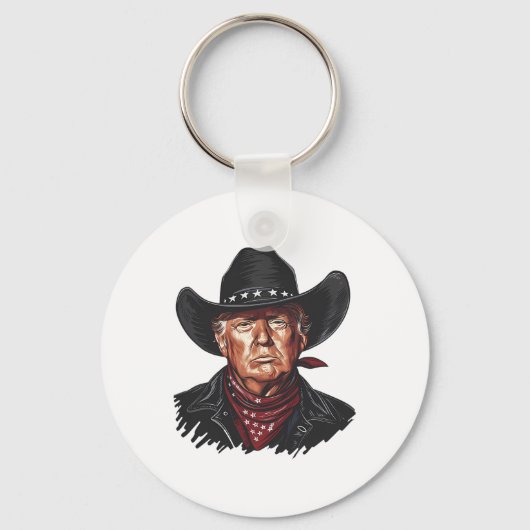 Grappige Cowboy Western Donald Trump Vs Vlag 2024 Sleutelhanger (Voorkant)