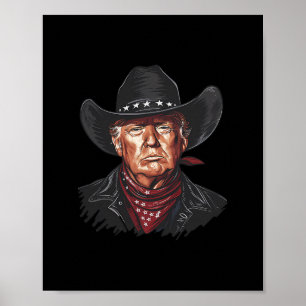 Grappige Cowboy Western Donald Trump VS Vlag Verki Poster