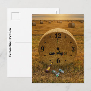 Grappige Cowboys Hooibaal Kunst Five O 'Clock Some Feestdagenkaart