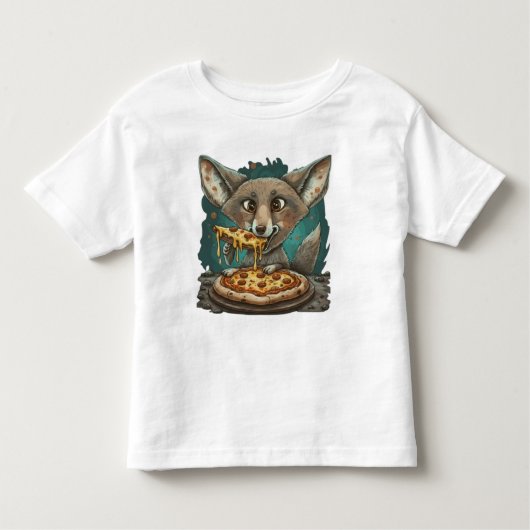 Grappige coyote eten pizza kinder shirts (Voorkant)