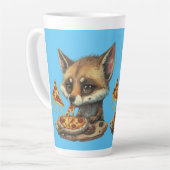 Grappige coyote eten pizza latte mok (Linkerhoek)