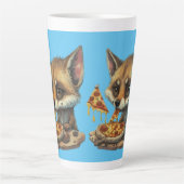 Grappige coyote eten pizza latte mok (Voorkant)