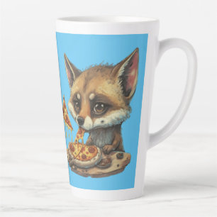 Grappige coyote eten pizza latte mok