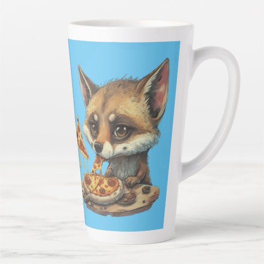 Grappige coyote eten pizza latte mok (Rechts)