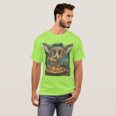 Grappige coyote eten pizza t-shirt (Voorkant volledig)