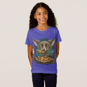 Grappige coyote eten pizza t-shirt (Voorkant volledig)