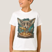 Grappige coyote eten pizza t-shirt (Voorkant)