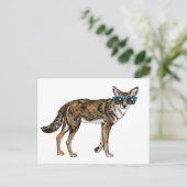 Grappige Coyote Hipster met Zonnebril Briefkaart (Staand voorkant)