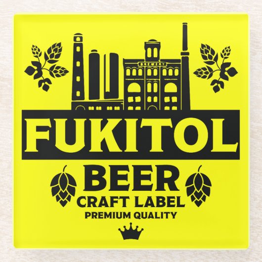 Grappige Craft Beer Labels Glazen Onderzetter (Voorkant)