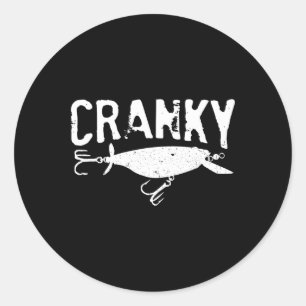 Grappige Cranky - Crankbait Vislijn Humor Visser Ronde Sticker