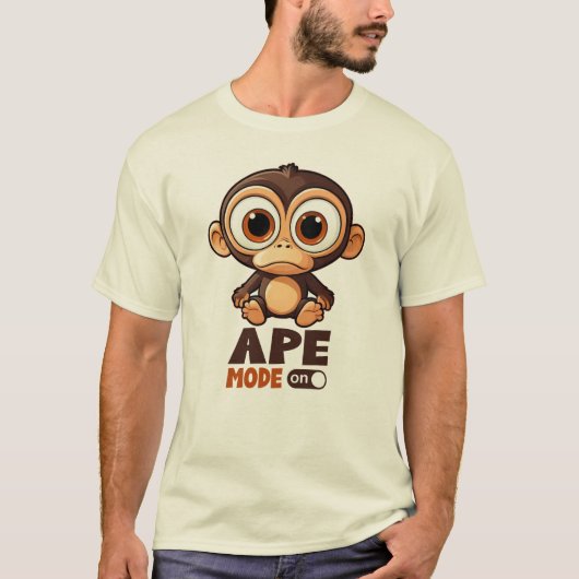 Grappige Crazy Ape Mode aan T-shirt (Voorkant)
