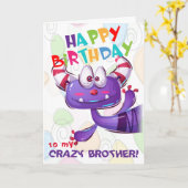 Grappige Crazy Brother Verjaardag Kaart (Gele Bloem)
