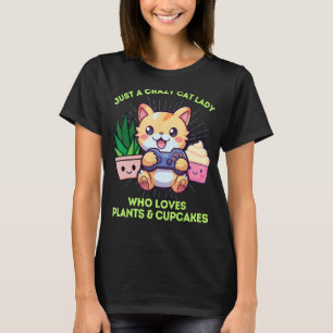 Grappige Crazy Cat Lady Cupcakes Planten Videogame T-shirt