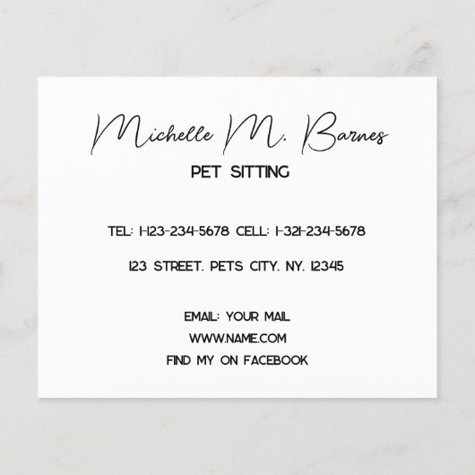 Grappige Crazy Cats Dogs Huisdier Sitter Business Flyer (Achterkant)