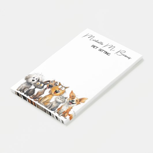 Grappige Crazy Cats Dogs Huisdier Sitter Business Post-it® Notes (Schuin)