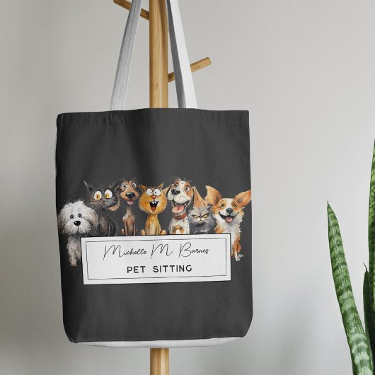 Grappige Crazy Cats Dogs Huisdier Sitter Zakelijk  Tote Bag
