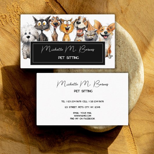 Grappige Crazy Cats Honden Huisdier Sitter Modern  Visitekaartje