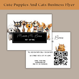 Grappige Crazy Cats Honden Pet Sitter QR Code Busi Flyer