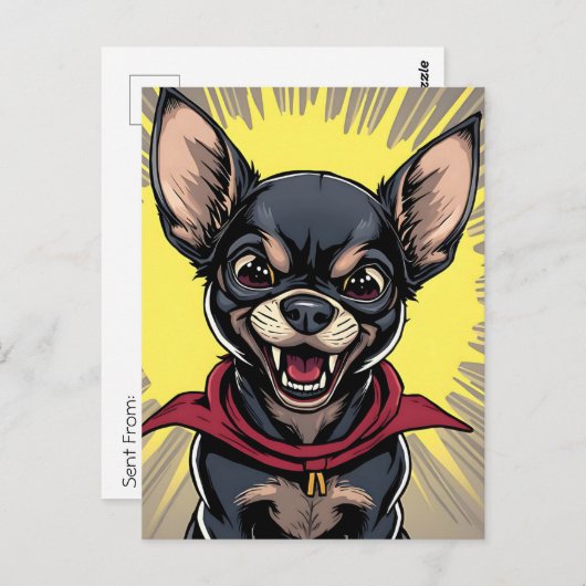 Grappige Crazy Chihuahua Briefkaart (Voorkant / Achterkant)