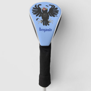 Grappige Crazy Crow Raven cartoon gepersonaliseerd Golfheadcover