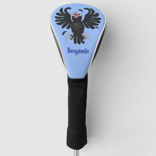 Grappige Crazy Crow Raven cartoon gepersonaliseerd Golfheadcover (Voorkant)