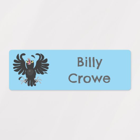 Grappige Crazy Crow Raven cartoon gepersonaliseerd Labels (Design 2)