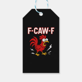 Grappige Crazy Rooster F-CAW-F Meme Cadeaulabel