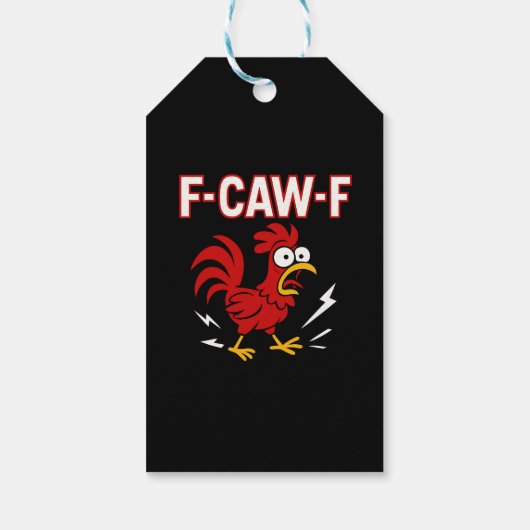 Grappige Crazy Rooster F-CAW-F Meme Cadeaulabel (Achterkant)