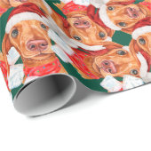 Grappige Crème Dachshund Kerst Patroon Cadeaupapier (Rol Hoek)