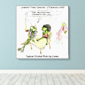 Grappige Cricket Opstap Lijnen Canvas Print (Insitu (Houten vloer))