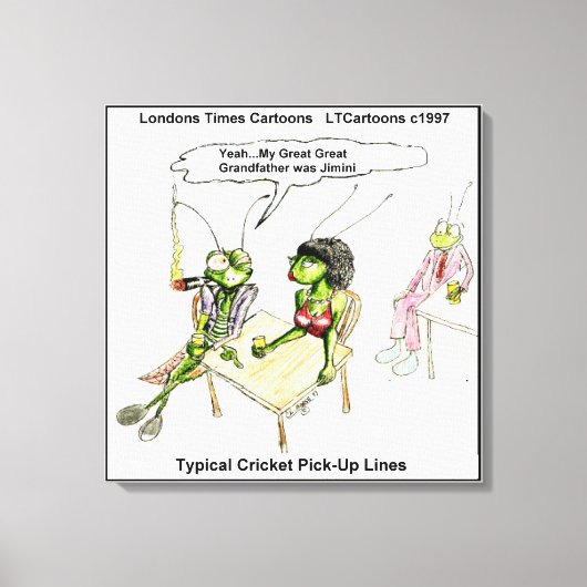 Grappige Cricket Opstap Lijnen Canvas Print (Voorkant)