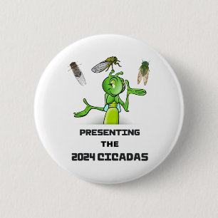 Grappige Cricket Presenterende Cicaden Insecten Pl Ronde Button 5,7 Cm
