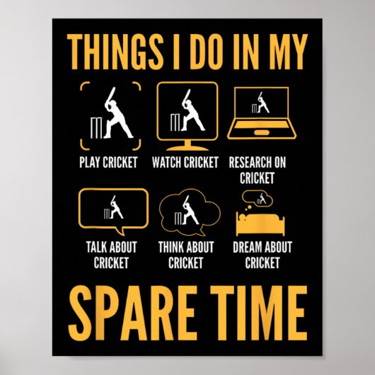 Grappige cricketdingen om te doen in mijn vrije ti poster (Voorkant)