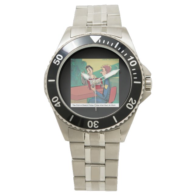 Grappige Criminaliteitsschets Kunstenaar Rick Lond Horloge (Voorkant)