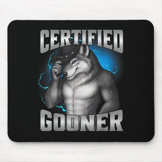 Grappige Cringe Sigma Wolf Gecertificeerde Gooner Muismat (Voorkant)