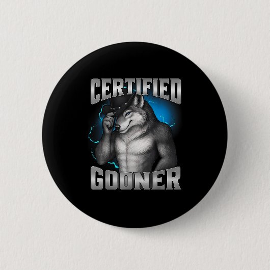 Grappige Cringe Sigma Wolf Gecertificeerde Gooner Ronde Button 5,7 Cm (Voorkant)