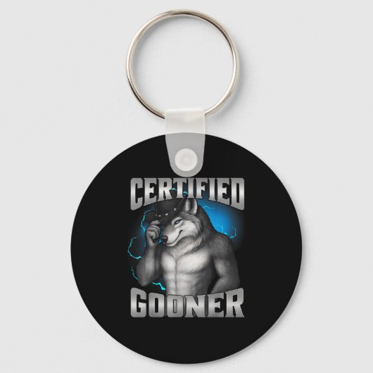 Grappige Cringe Sigma Wolf Gecertificeerde Gooner  Sleutelhanger (Voorkant)