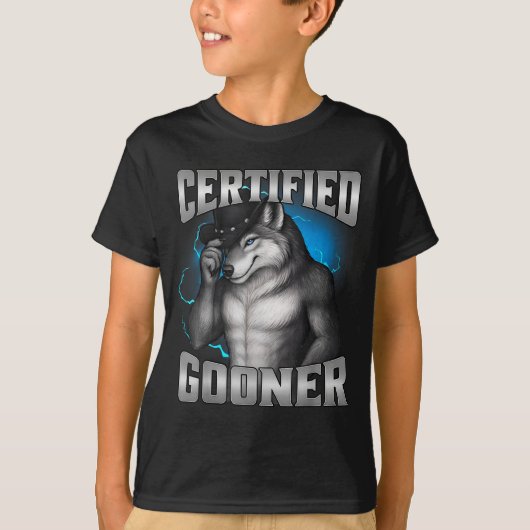 Grappige Cringe Sigma Wolf Gecertificeerde Gooner  T-shirt (Voorkant)