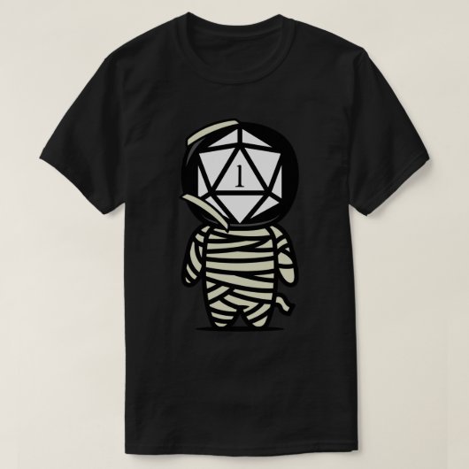 Grappige Critical Fail Polyhedral D20 Dice Mummy T-shirt (Design voorkant)