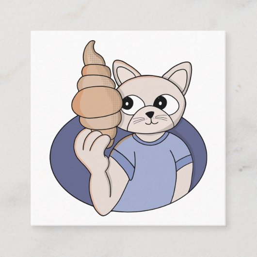 Grappige Croissant Kat Contactkaartje (Voorkant)
