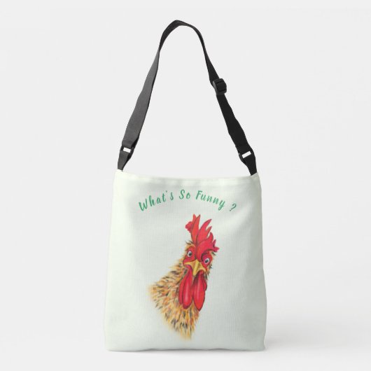 Grappige crossbody tas Verraste Rooster Custom Tek (Achterkant)